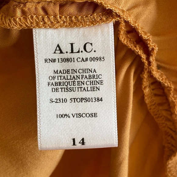 A.L.C Jaime One Shoulder Top Gold Satin Size 14 - Picture 6 of 11